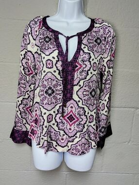 Odd Molly Tunic Size 2/4 Purple Mixed Print Top Boho Gypsy Romance